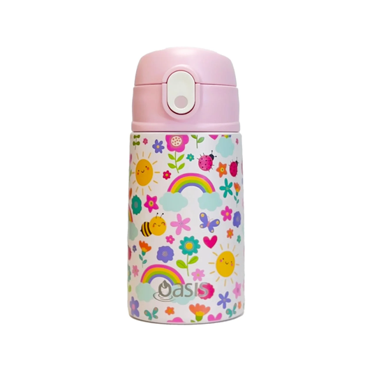 Oasis Kids Water Bottle with Sipper Silicone Straw 400ML (Happy Bee)