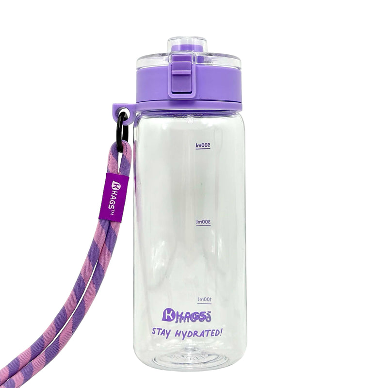 KAGS AQUARECHARGE Series Tritan 600ML Water Bottle w/ Crossbody Strap Color Series