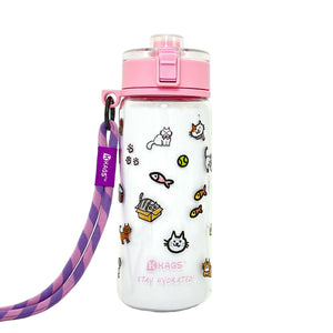 KAGS AQUARECHARGE Series Tritan 600ML Water Bottle w/ Crossbody Strap Cartoon Series