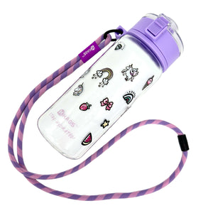 KAGS AQUARECHARGE Series Tritan 600ML Water Bottle w/ Crossbody Strap Cartoon Series