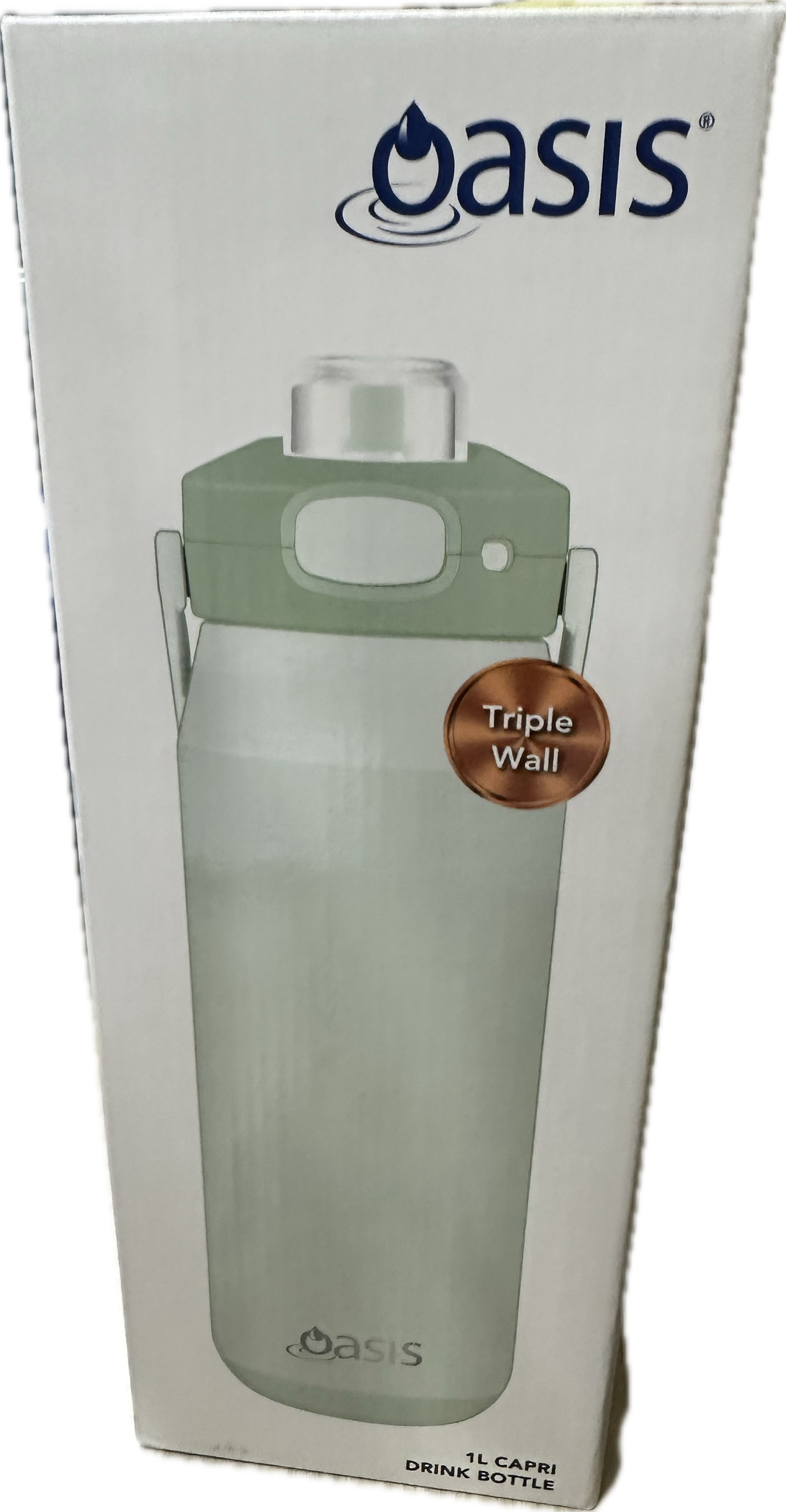 Oasis Ceramic Stainless Steel Triple Wall Capri Quick Release Drink Bottle 1L