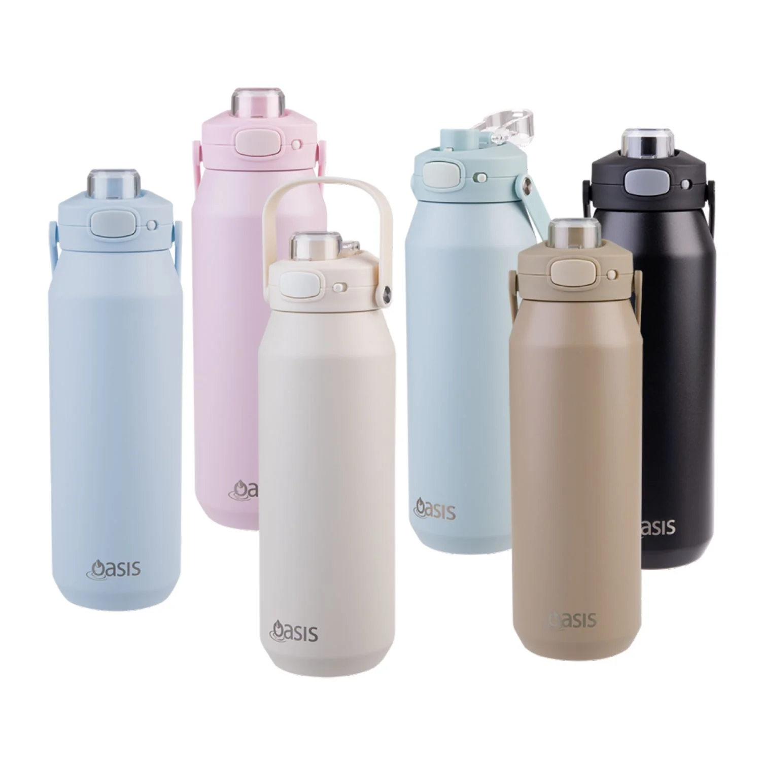 Oasis Ceramic Stainless Steel Triple Wall Capri Quick Release Drink Bottle 750ML
