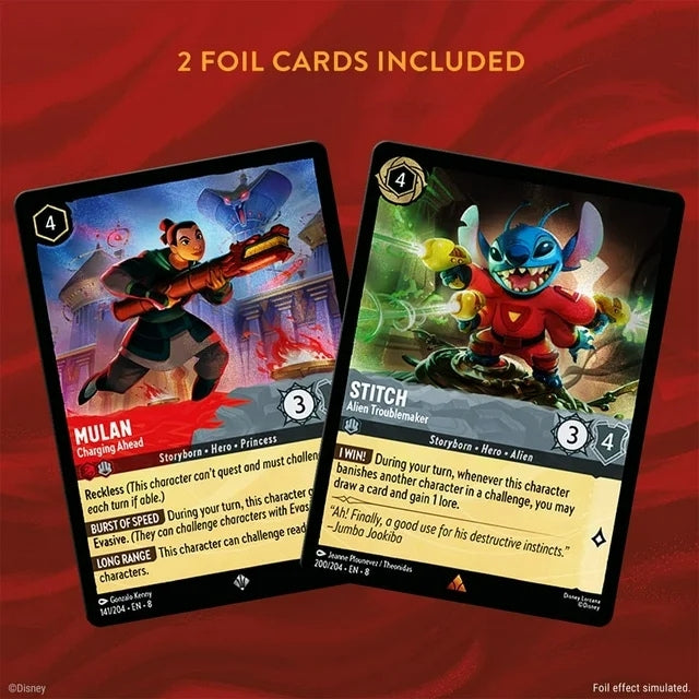 Disney Lorcana - Set 8 - Reign of Jafar: Mulan & Stitch (Ruby & Steel) Disney Lorcana - Set 8 - Reign of Jafar: Mulan & Stitch (Ruby & Steel)