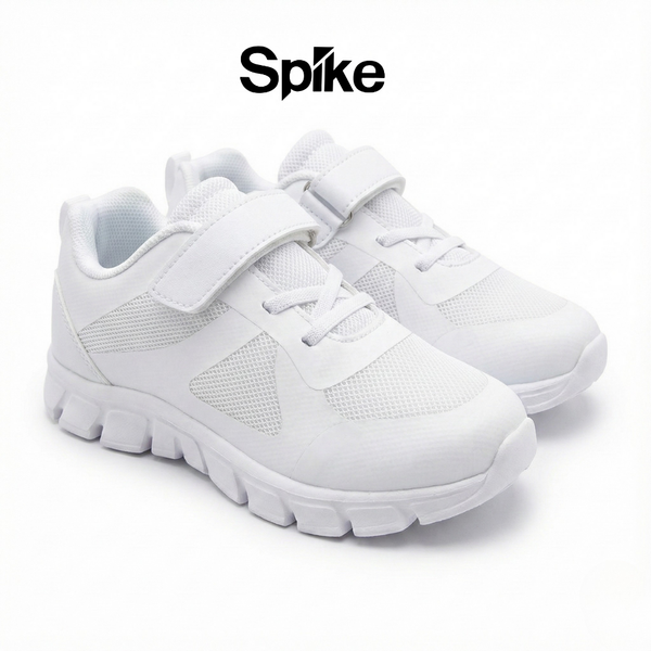 SPIKE White Kids School Shoes - Velcro