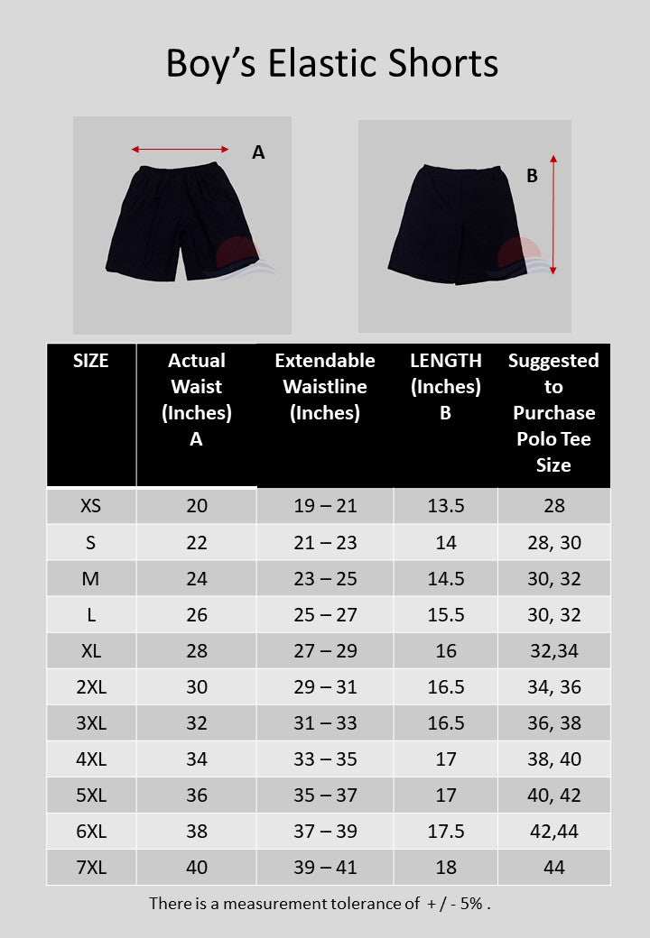 TVPS NEW Boy's School Elastic Shorts