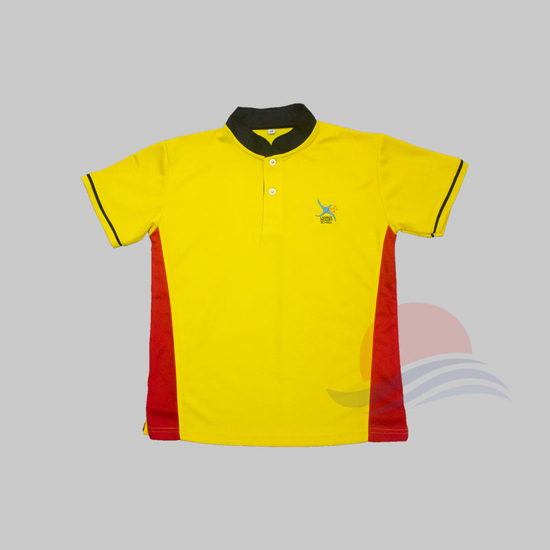 LSPS Red Mandarin Collar PE T-Shirt Front View